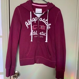 Y2K Aeropostale Burgundy Zip-Up Hoodie Sz Med